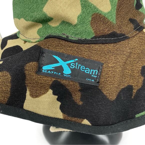 XSTREAM Canvas Camo Sun Hat Fishing Bucket Hat Green Brown Black - Picture 5 of 6